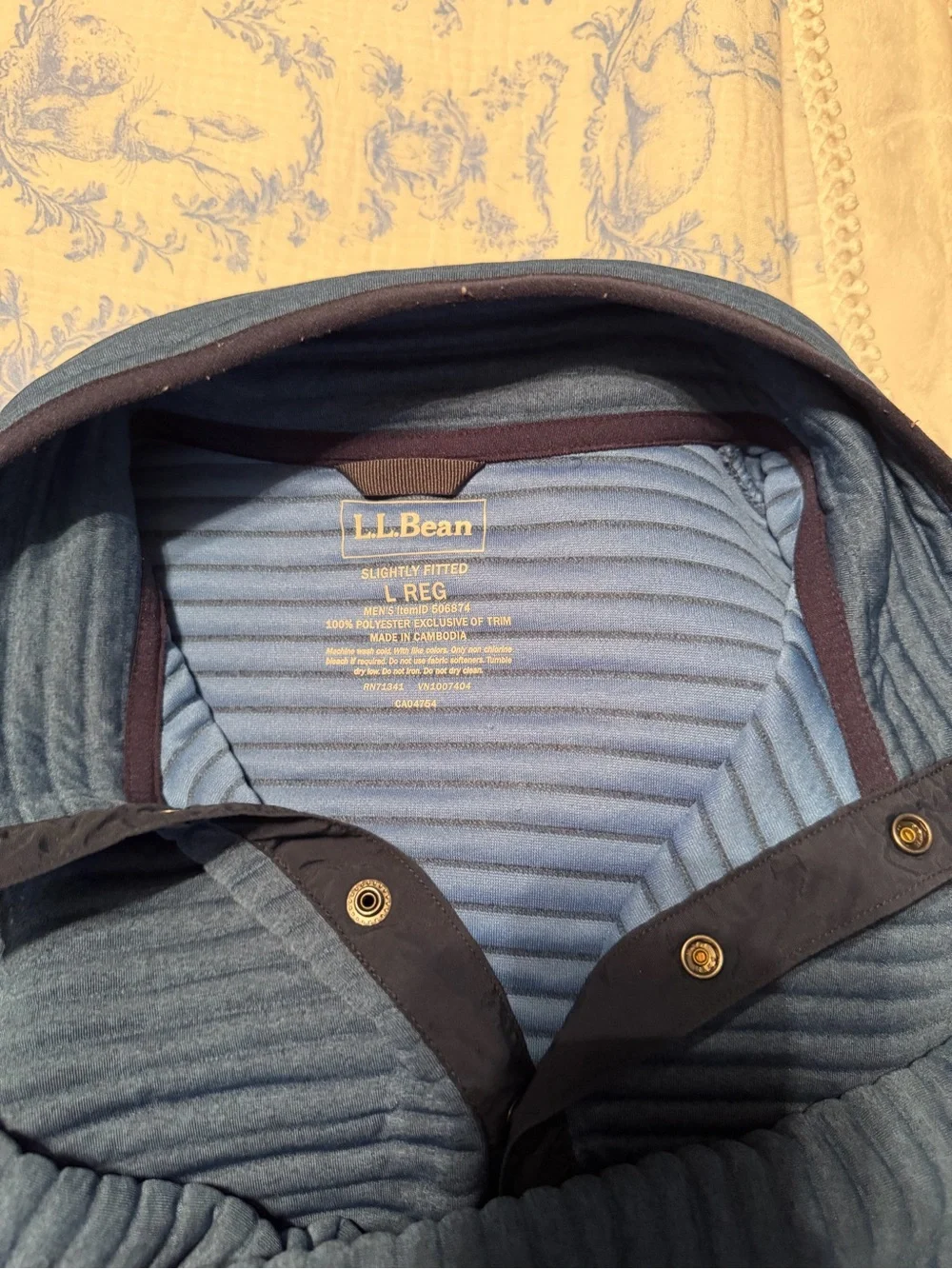 L.L. Bean Quilted Snap Mock-Neck Pullover Sweatshirt